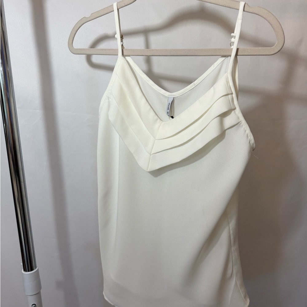 White‎ Camisole Top Adjustable Straps Flowy Minimalist Blouse S